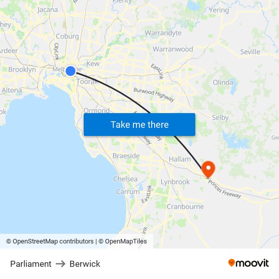 Parliament to Berwick map