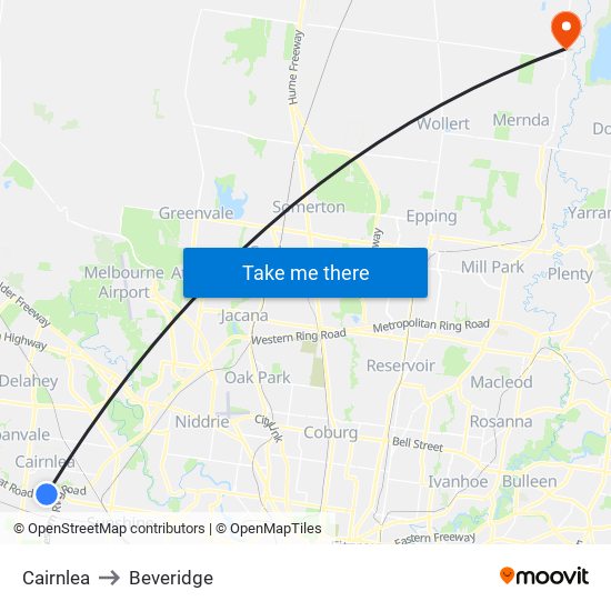 Cairnlea to Beveridge map