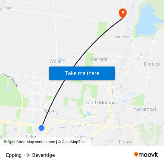 Epping to Beveridge map