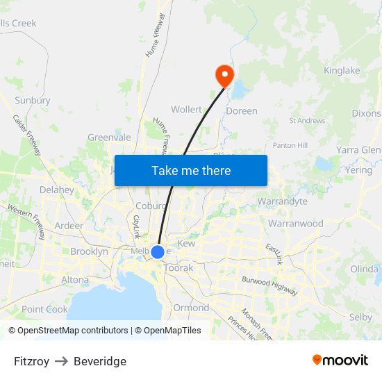 Fitzroy to Beveridge map