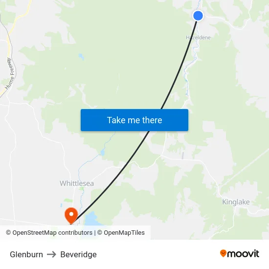 Glenburn to Beveridge map