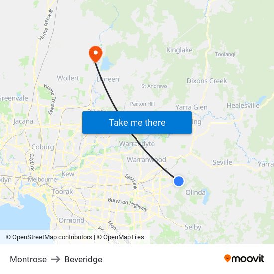 Montrose to Beveridge map