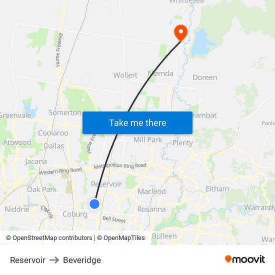 Reservoir to Beveridge map