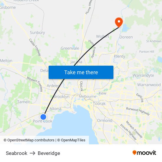 Seabrook to Beveridge map