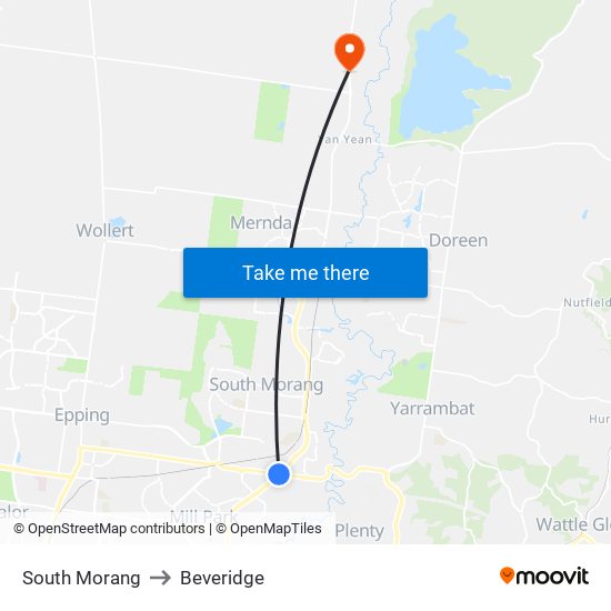 South Morang to Beveridge map