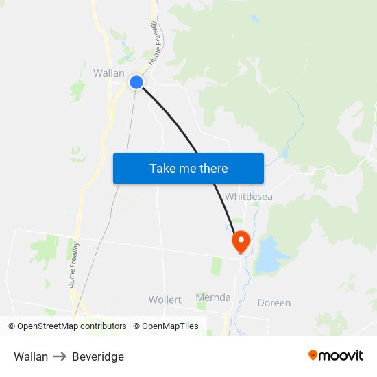 Wallan to Beveridge map