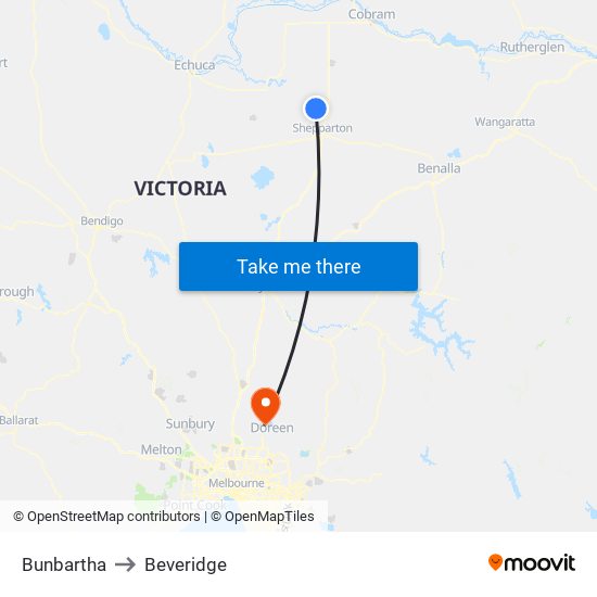 Bunbartha to Beveridge map