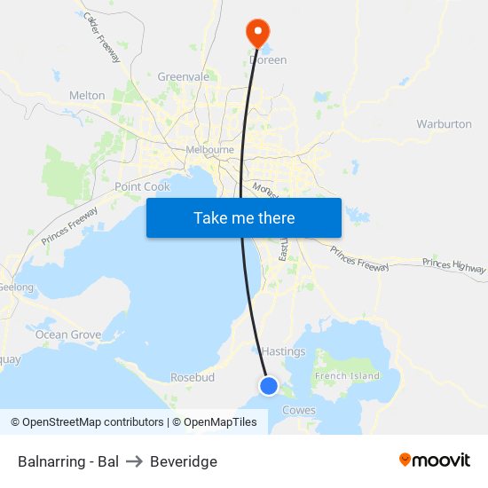 Balnarring - Bal to Beveridge map