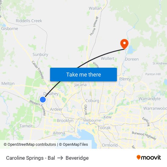 Caroline Springs - Bal to Beveridge map