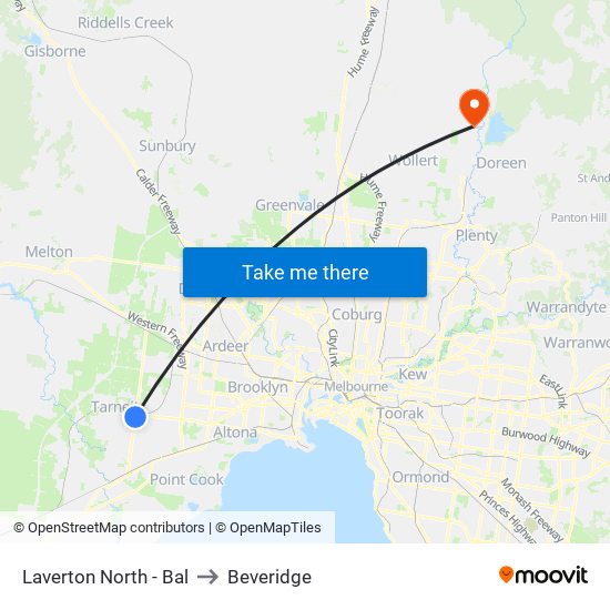 Laverton North - Bal to Beveridge map