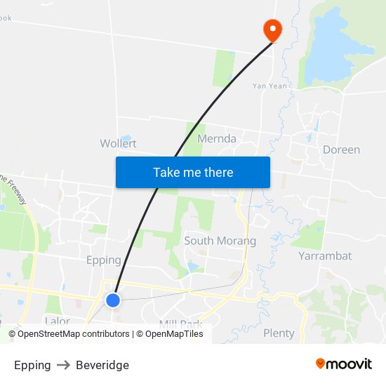 Epping to Beveridge map