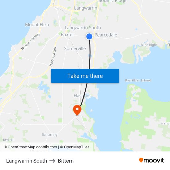 Langwarrin South to Bittern map