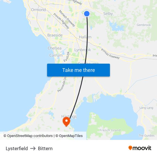 Lysterfield to Bittern map