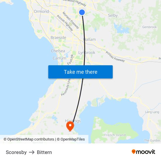 Scoresby to Bittern map