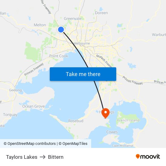 Taylors Lakes to Bittern map