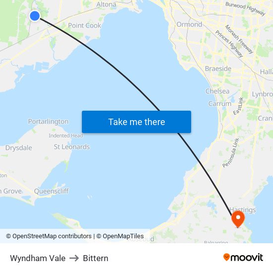 Wyndham Vale to Bittern map