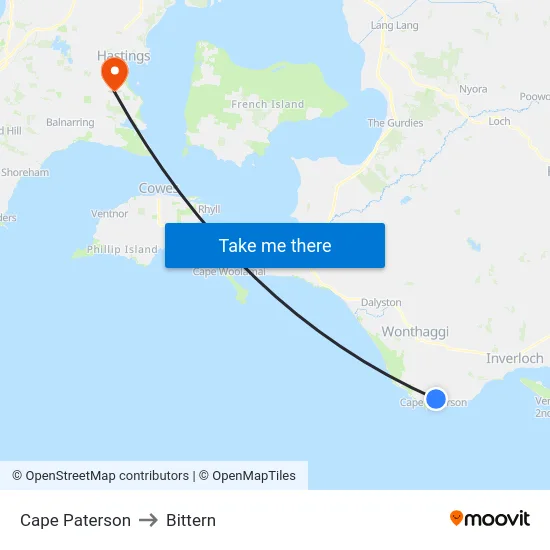 Cape Paterson to Bittern map