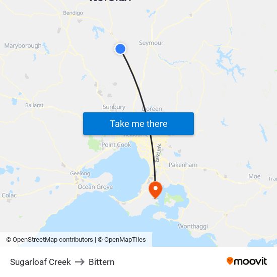 Sugarloaf Creek to Bittern map