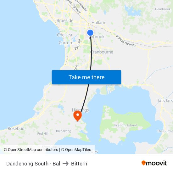 Dandenong South - Bal to Bittern map