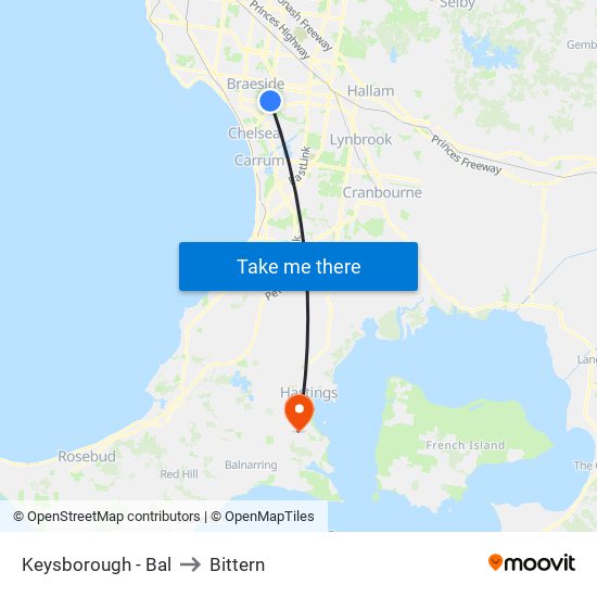 Keysborough - Bal to Bittern map