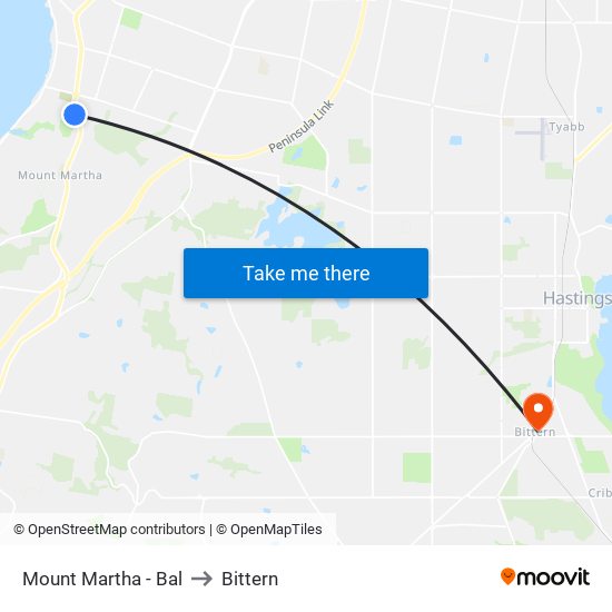 Mount Martha - Bal to Bittern map