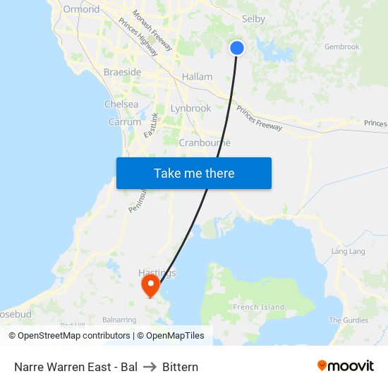 Narre Warren East - Bal to Bittern map
