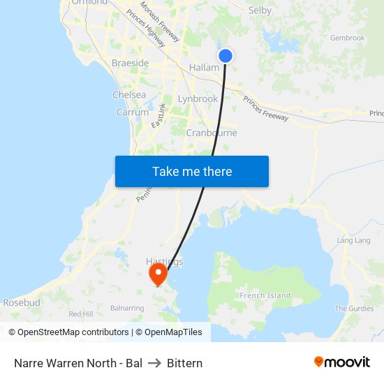Narre Warren North - Bal to Bittern map