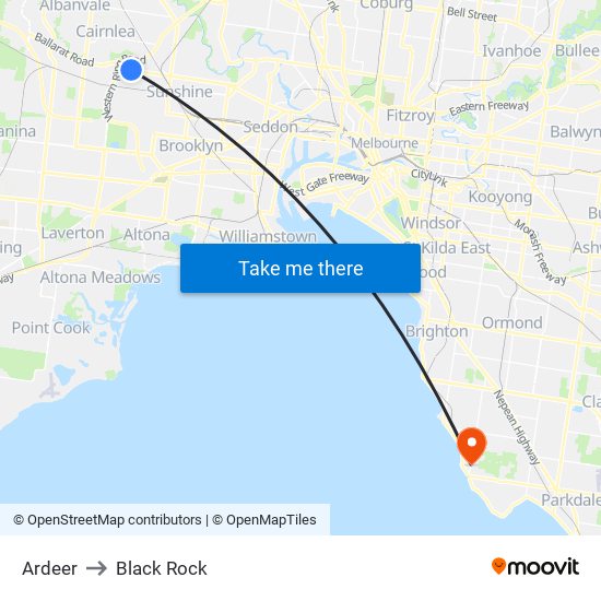 Ardeer to Black Rock map