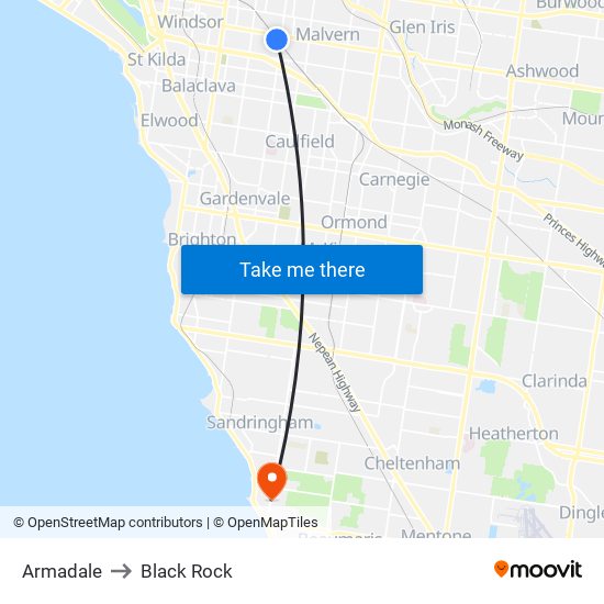 Armadale to Black Rock map