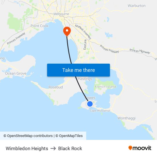 Wimbledon Heights to Black Rock map