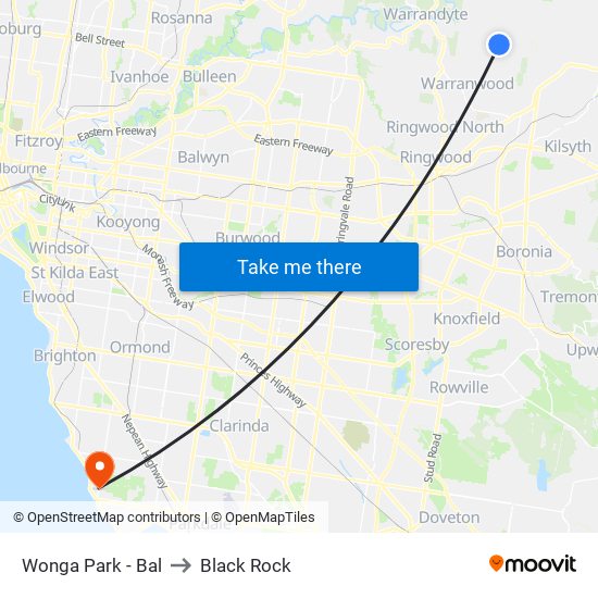 Wonga Park - Bal to Black Rock map