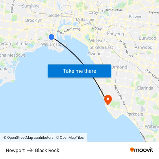 Newport to Black Rock map