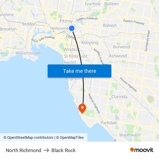 North Richmond to Black Rock map