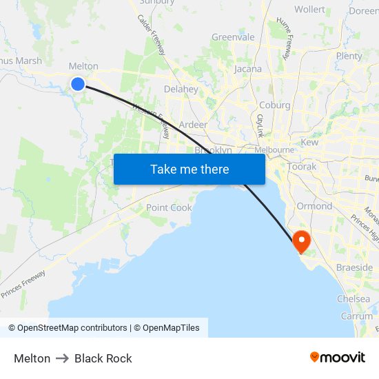 Melton to Black Rock map