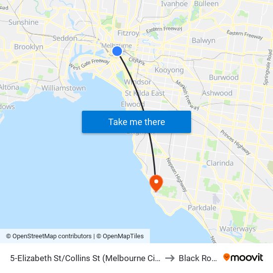 5-Elizabeth St/Collins St (Melbourne City) to Black Rock map