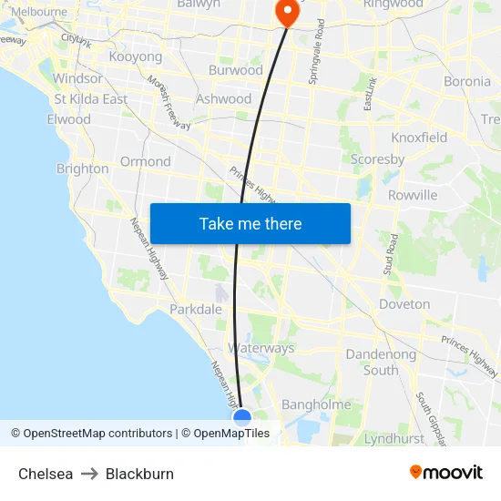 Chelsea to Blackburn map