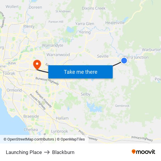 Launching Place to Blackburn map