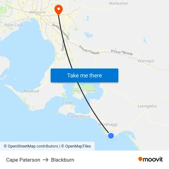 Cape Paterson to Blackburn map