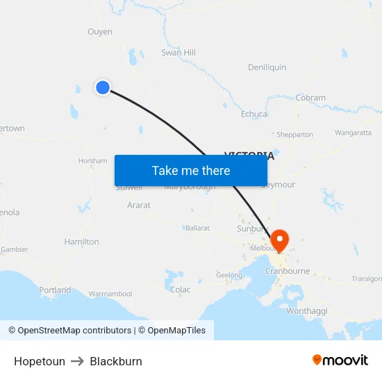 Hopetoun to Blackburn map