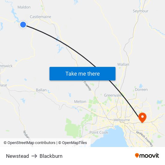 Newstead to Blackburn map