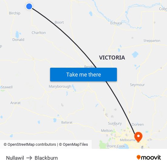 Nullawil to Blackburn map