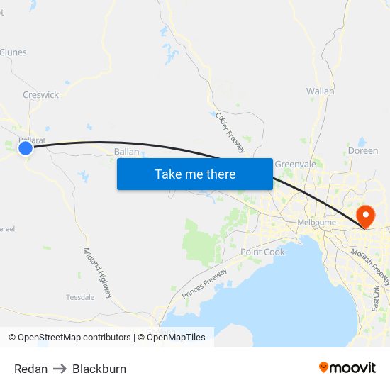Redan to Blackburn map