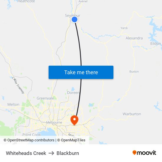 Whiteheads Creek to Blackburn map