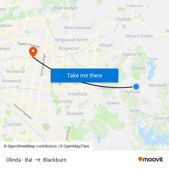 Olinda - Bal to Blackburn map