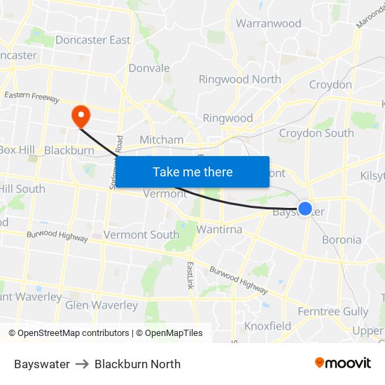 Bayswater to Blackburn North map