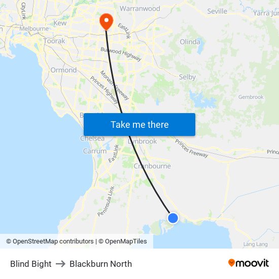 Blind Bight to Blackburn North map