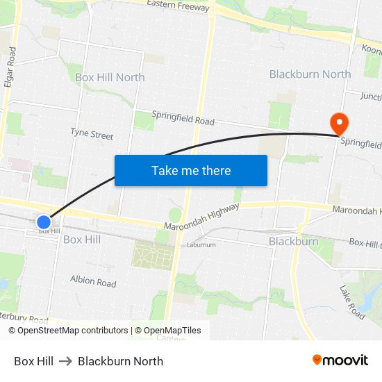 Box Hill to Blackburn North map