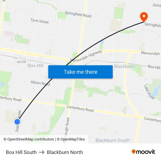 Box Hill South to Blackburn North map