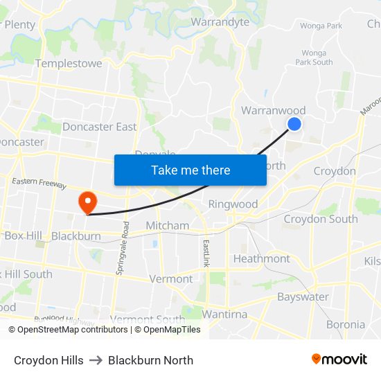 Croydon Hills to Blackburn North map