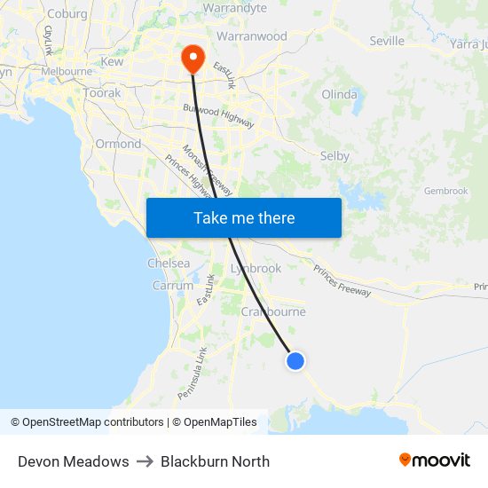 Devon Meadows to Blackburn North map